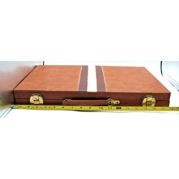 Leather Felt Backgammon Game Storage Case No Pieces Parts Replacement Collection - Picture 6 of 12